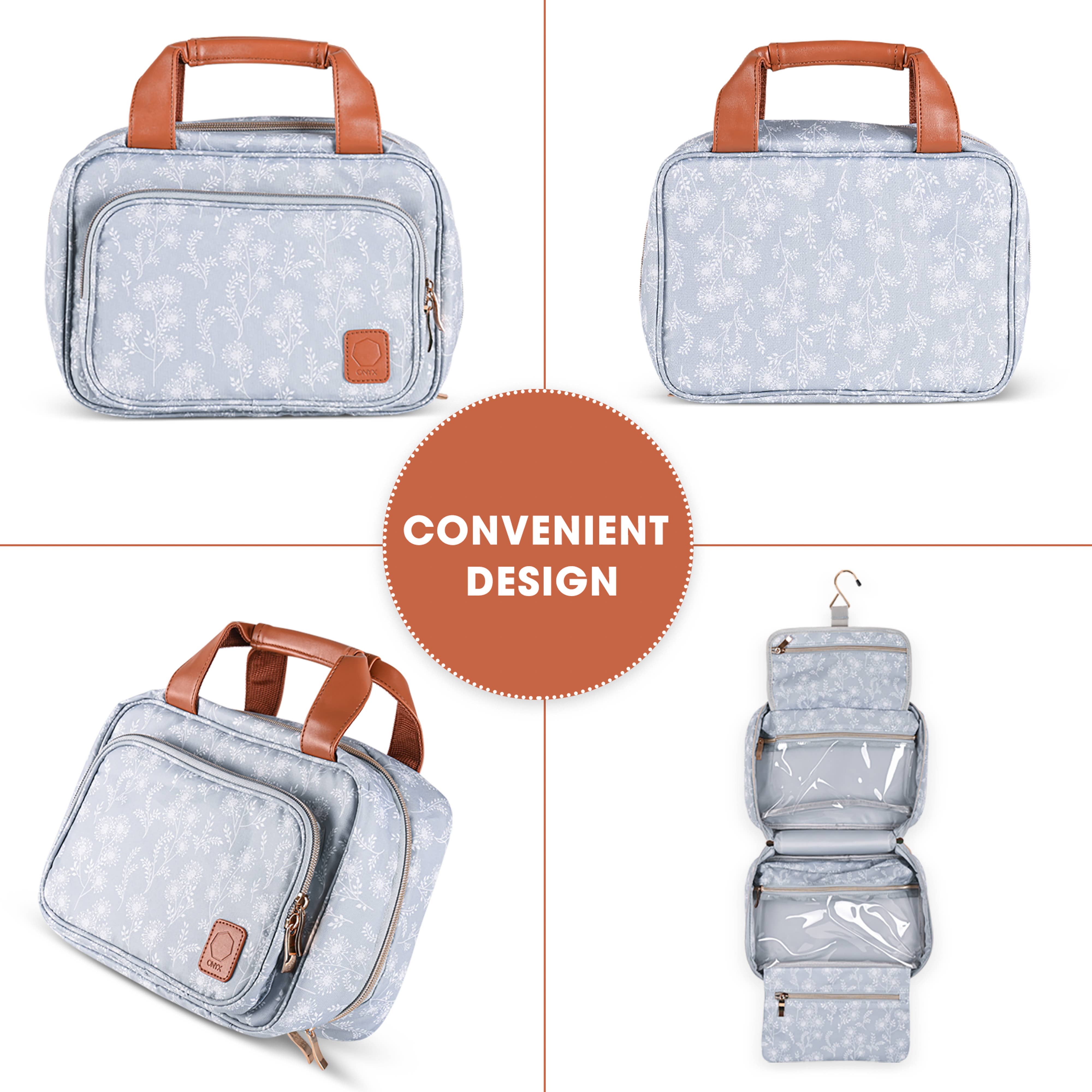 Onyx Outfitters NW - Wholesale Toiletry Bag - Women's - Floral Toiletry Bag Travel Bag with Hanging Hook - Cosmetic6