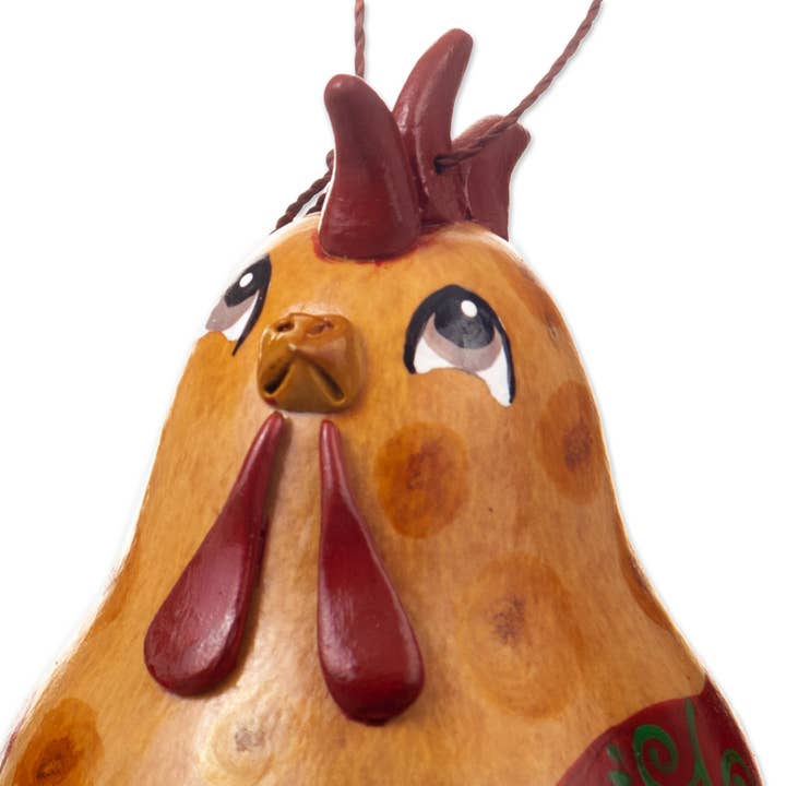 NOVICA - Wholesale Ornament Set - Novica Handmade Chatty Hens Dried Gourd Ornaments (Set Of 4)3