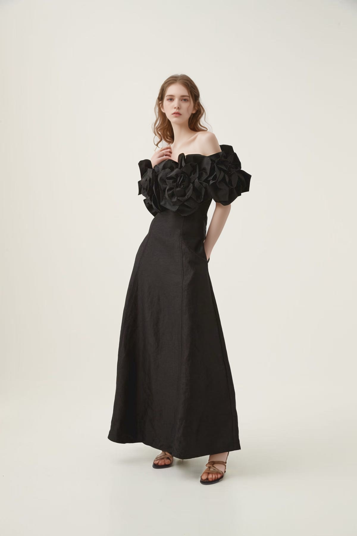 Productseeker - Wholesale Skirt - Women's - DR493 Elegant A-Line Skirt with 3D Floral Slim Fit Design0