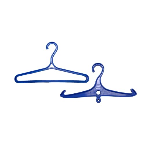 Conjunto de Cabides para Fato de Mergulho e Fato Seco Scuba Choice (Azul) – Cabide de Ombro Largo e Resistente + Cabide com Rosca DIN Antiderrapante para Armazenamento, Secagem e Organização de BCD, Fatos de Mergulho e Equipamento de Mergulho por atacado de Scuba Choice