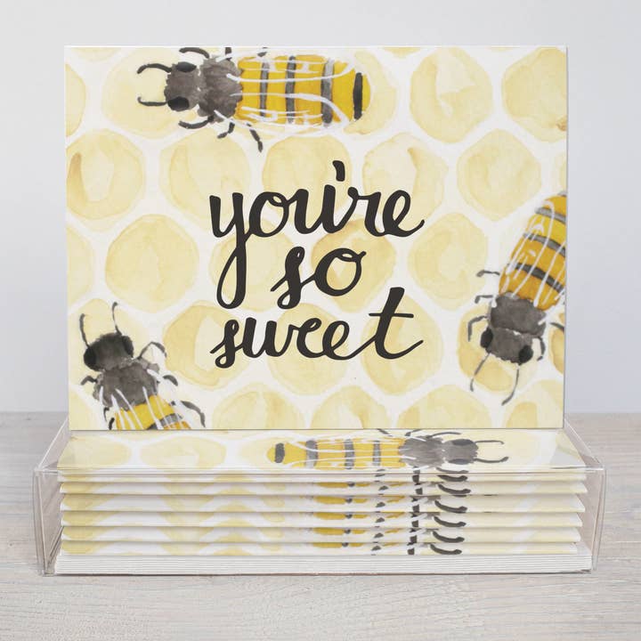 You're So Sweet Bee Greeting Card - Boxed Set Of 10 Cards for wholesale by White Clover Paper Co.