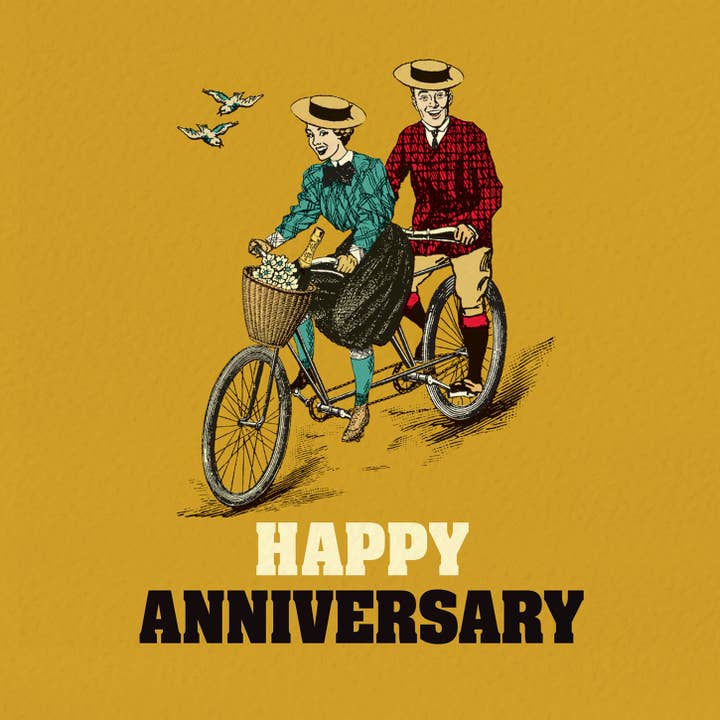 The Typecast Gallery – Engroshandel Jubilæumskort – L&G101 Funny tandem cykel 'glade jubilæum' kort
