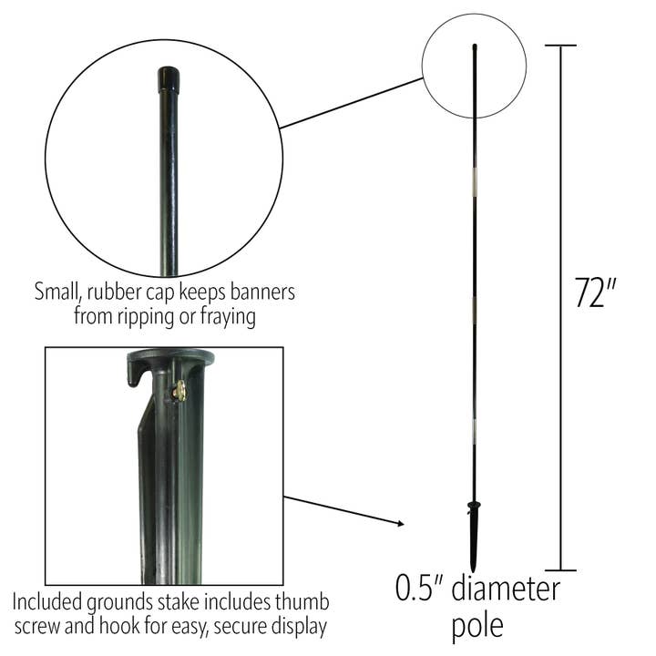 In the Breeze, LLC. - Wholesale Flagpole - 6' 4-Section Freestanding Banner Pole with Ground Stake1