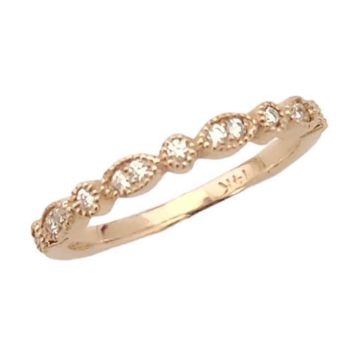 Rose gold Vintage diamond stack band 14k for wholesale by Bareket Fine Jewelry