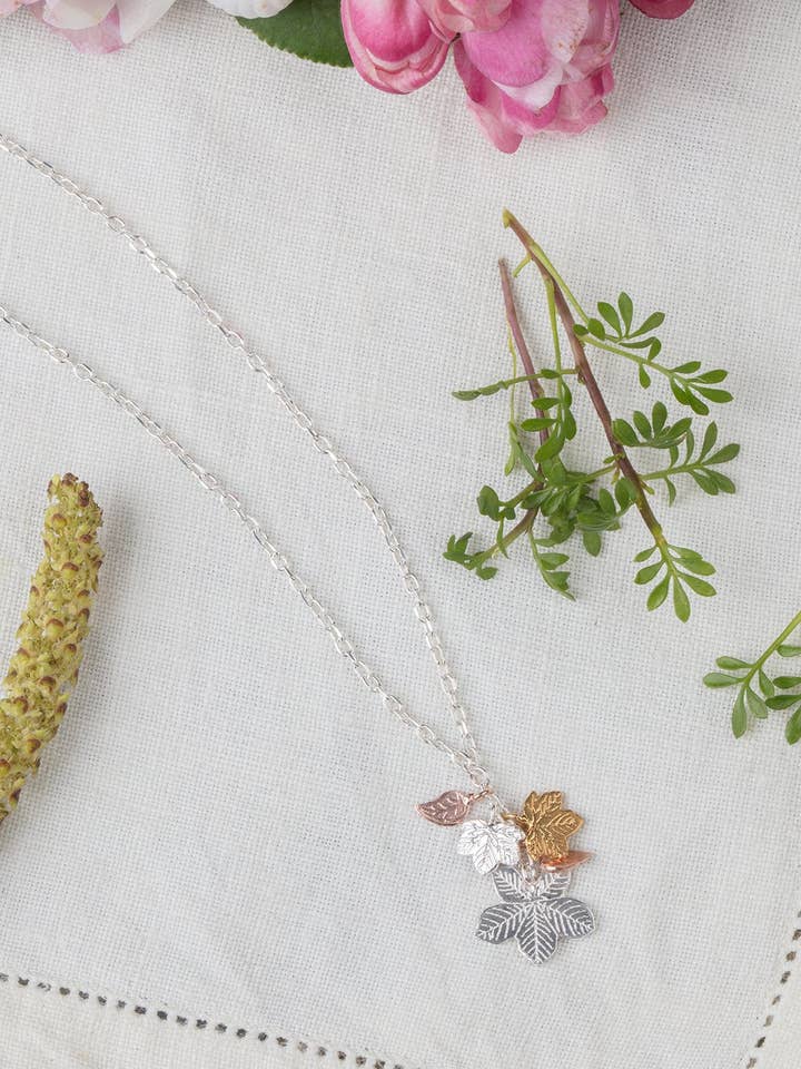 Leaf Cluster Necklace for wholesale by Amanda Coleman Jewelry