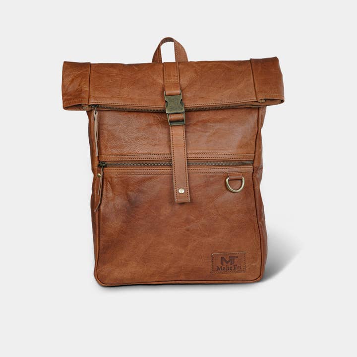 MaheTri LLC - Leather & Lifestyle Goods - Wholesale Backpack - Men's - Leather Roll Top Rucksack Backpack2