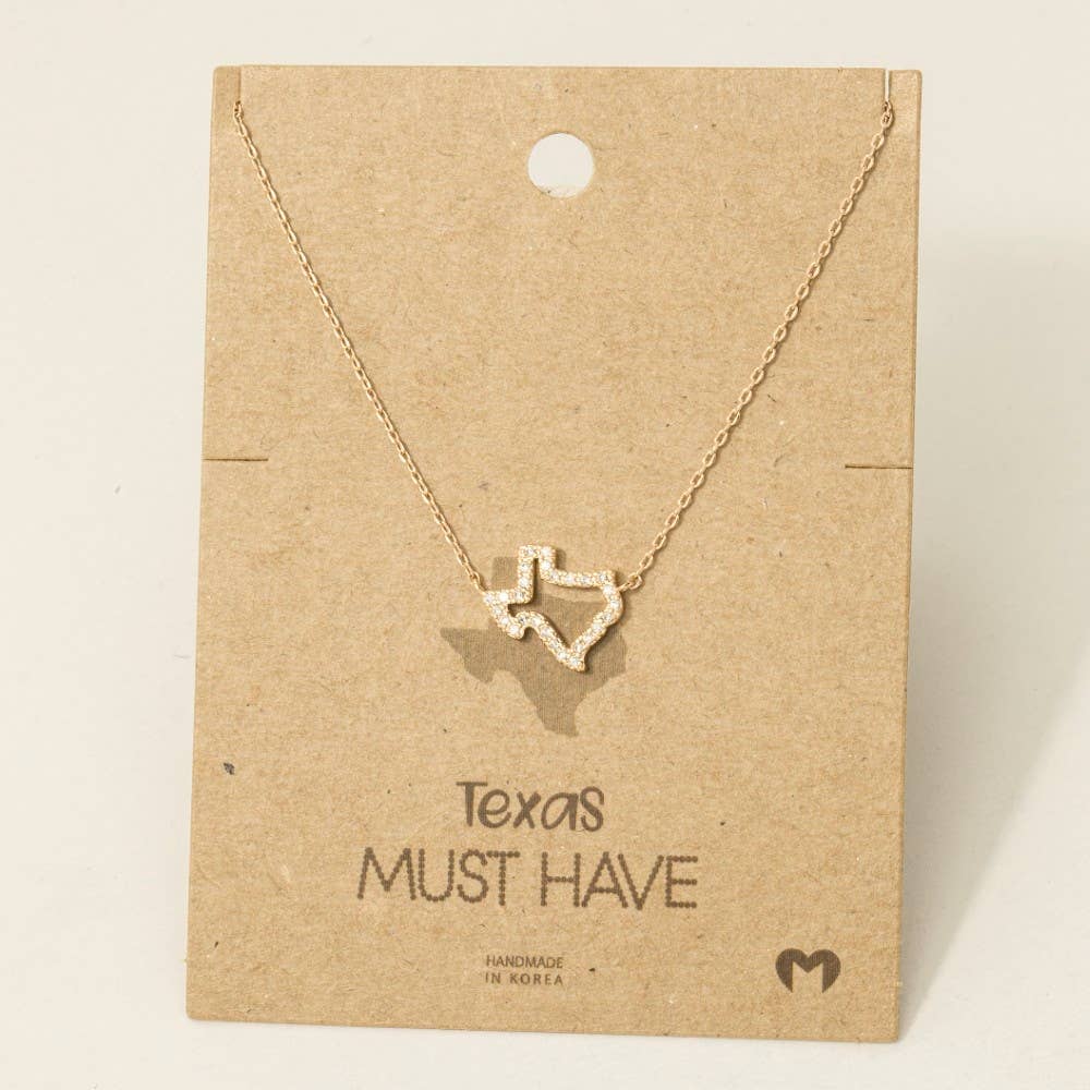 Fame Accessories – wholesale Hänge-/berlockhalsband – Rhinestone Trim Texas State hängande halsband4