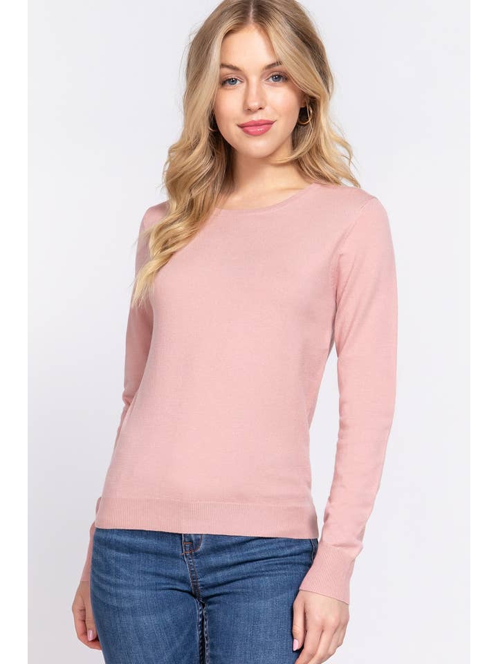 Active Basic | Active USA - Wholesale Knit Sweater - Women's - Long Sleeve Crew Neck Basic Sweater11
