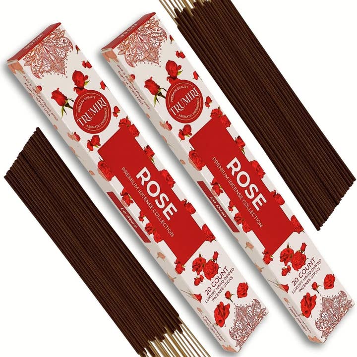 Rose Incense Sticks Pack of 2, Total 40 Incense Sticks for wholesale by TRUMIRI Incense Candles & Aromatherapy