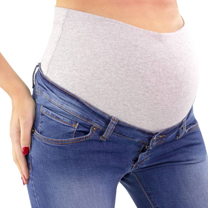 Washed maternity jeans 5 pocket-Slim Fit-light blue for wholesale on Faire9