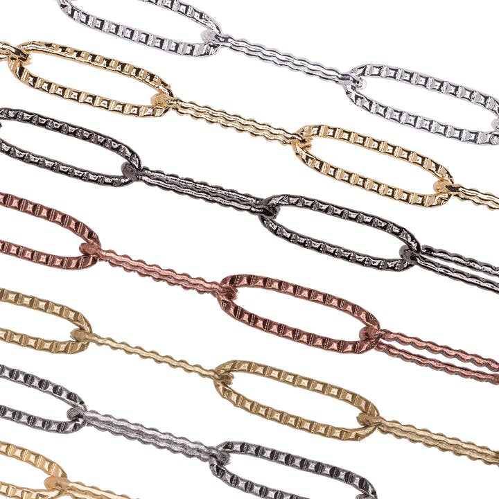 15 mm x 3 mm Gemensam Kabelkedja Såld per Fot - CH 842 för wholesale av Continental Beads