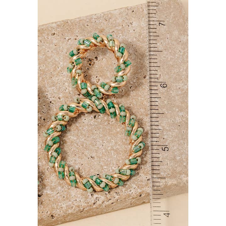 Anarchy Street - Wholesale Dangle Earrings - Bead And Wire Metallic Braid Hoops Dangle Earrings