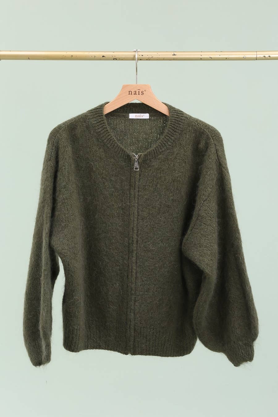 NAÏS PARIS - Vente Cardigan – femme - Cardigan col rond zippé en mohair et laine7