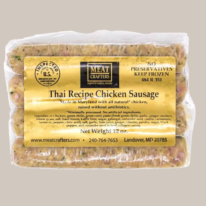 MeatCrafters Inc. - Wholesale Sausage - Classic Thai Chicken Sausage Links: Green Curry & Lime