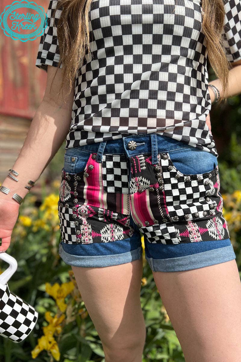 Sterling Kreek - Wholesale Shorts - Women's - Patched Up Shorts - Checked2