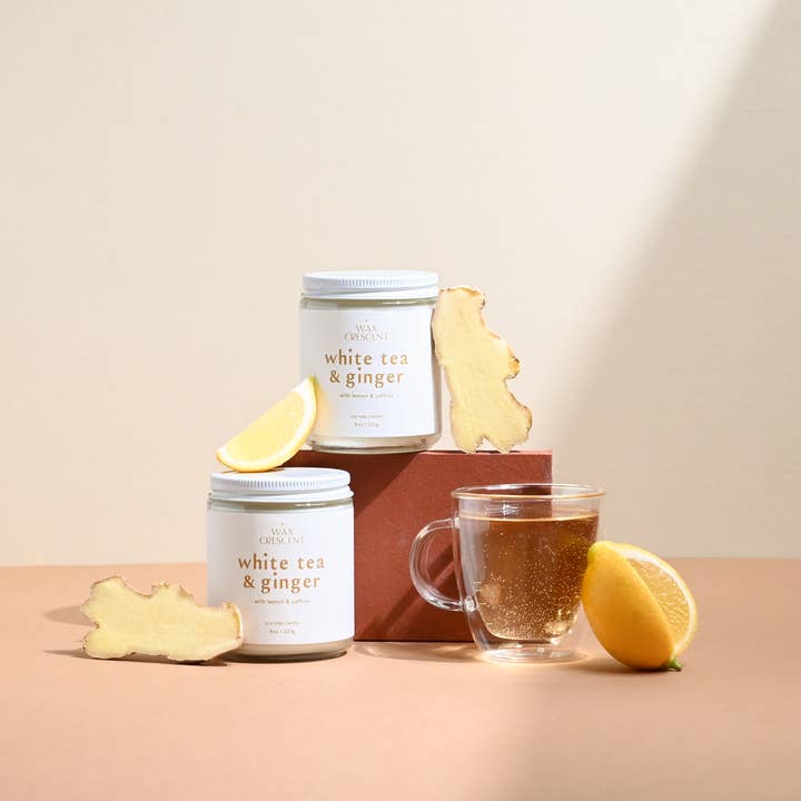 White Tea & Ginger Soy Wax Candle for wholesale by Wax Crescent