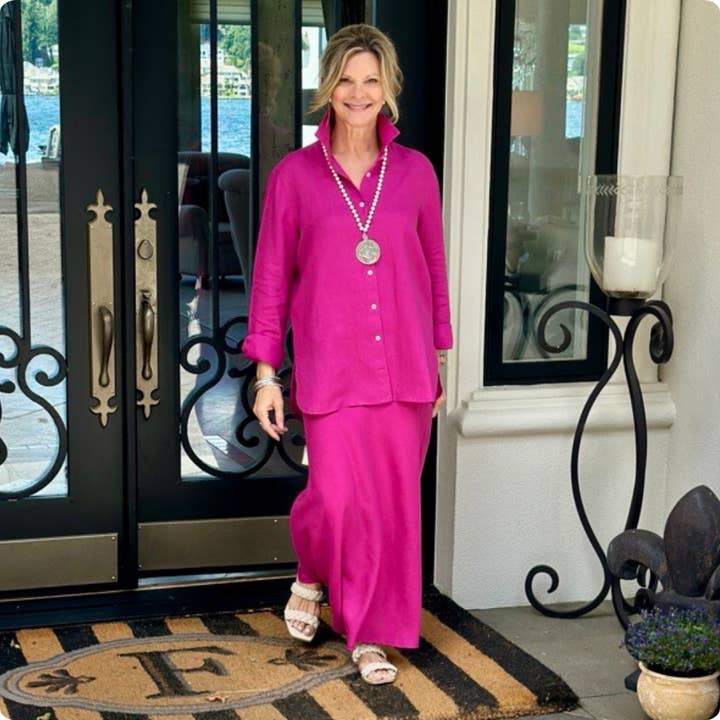 Falda de Lino Cindy - Nuevo Color para venta al por mayor de Arte Italica & Crown Linen Designs