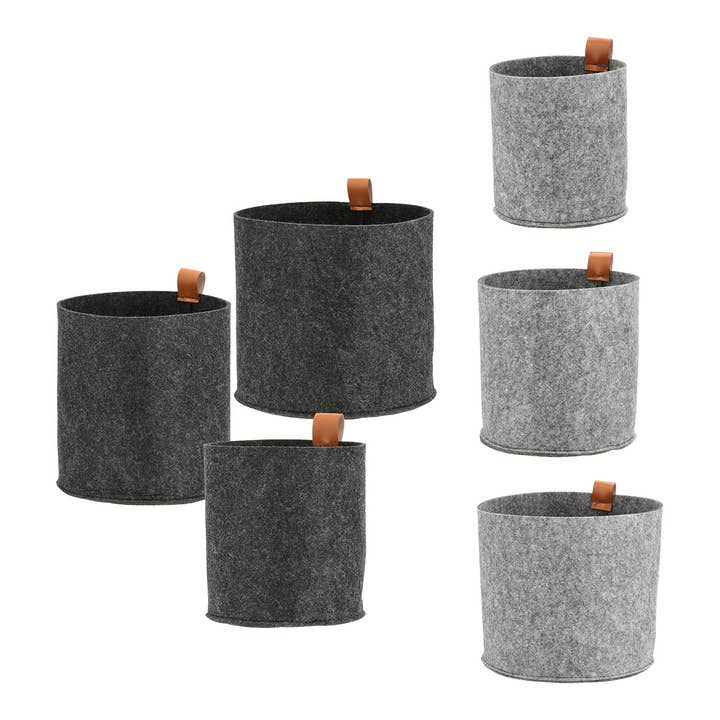 Wurm - Wholesale Decorative Box - Storage basket with loop made of felt, set of 3, gray/anthracite (W/H/D) 23x22x23cm0