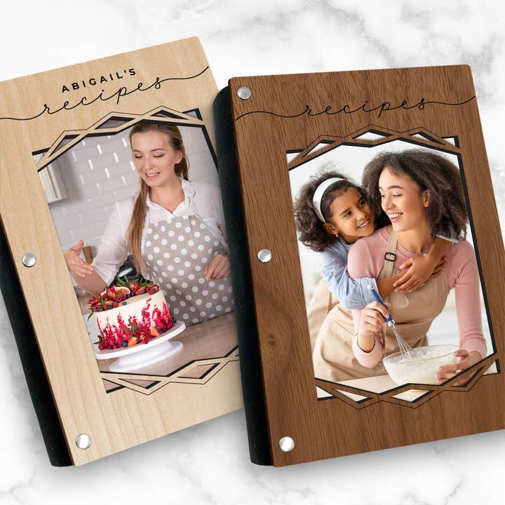 Mod Design Wood Photo Recipe Book - Personalizable for wholesale by Inspired Indigo