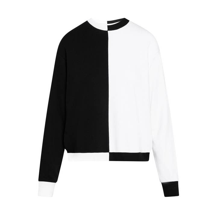 Black & White Multi-Mix Polished French Terry Crewneck Sweatshirt for wholesale by The Electric Merch Co.