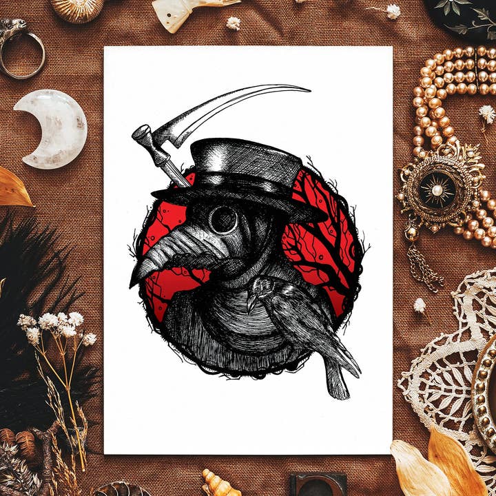 Plague Doctor Raven - Giclée Art Print for wholesale by Print is Dead