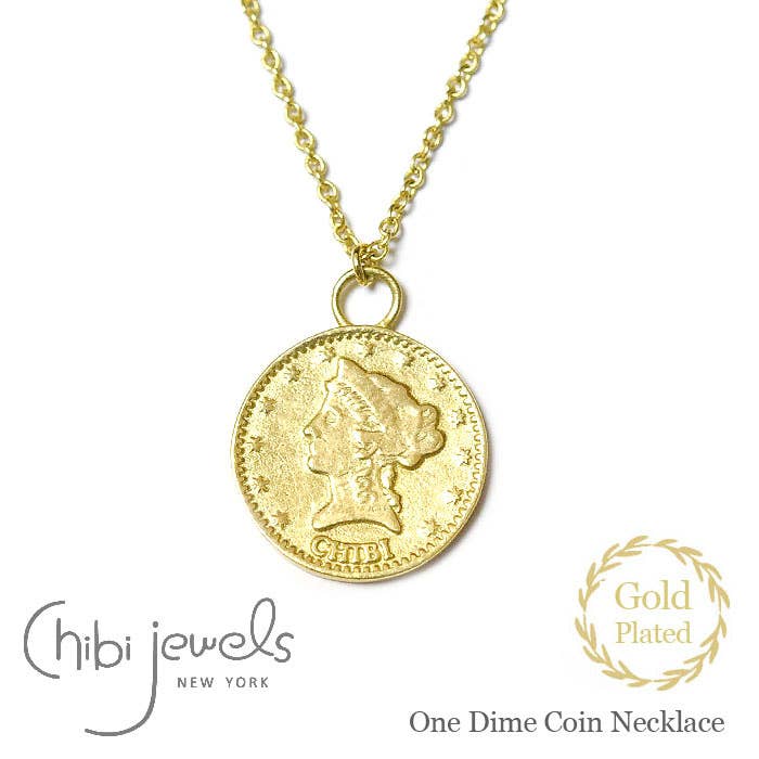 Ketting met munt van één dubbeltje (verguld) voor wholesale door Chibi Jewels