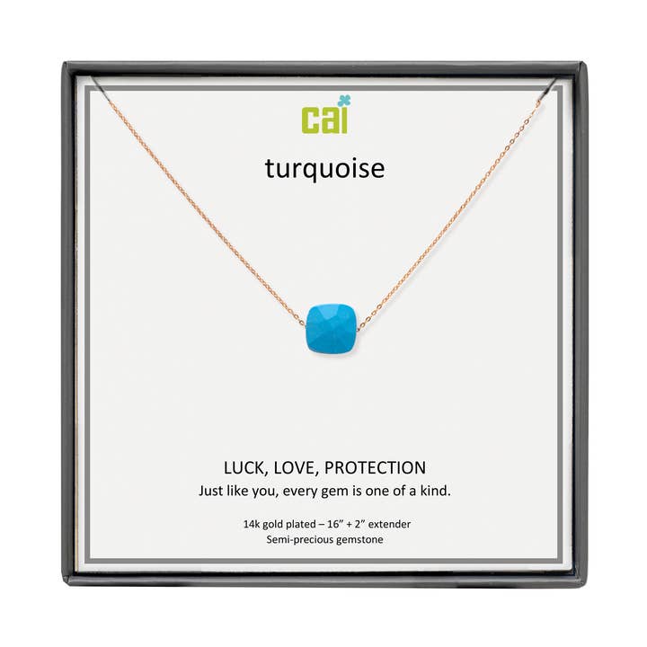 Collier de pierres précieuses carrées turquoise pour la vente par Cool and Interesting