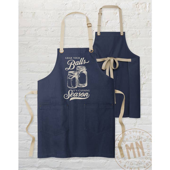 Minnesota Sisters - Wholesale Apron - Canning Season Apron - 'Grab Your Balls' Graphic with Jars2