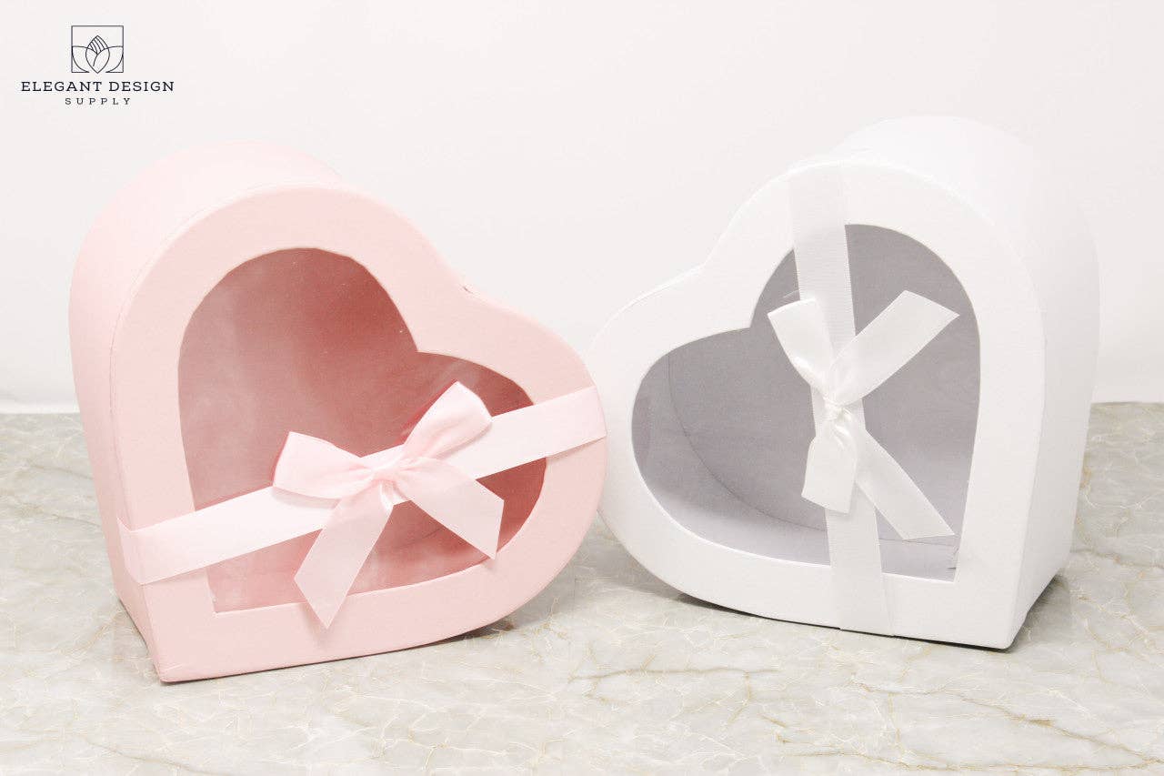 Elegant Design Supply - Wholesale Gift Box - Heart Shape box with Ribbon and Clear Lid8