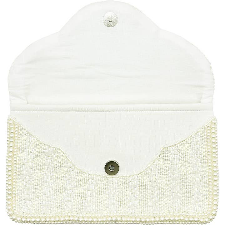 Pizzazz, Inc. - Wholesale Clutch Bag - Women's - IVORY PEARL SCALLOPED BRIDAL CLUTCH1