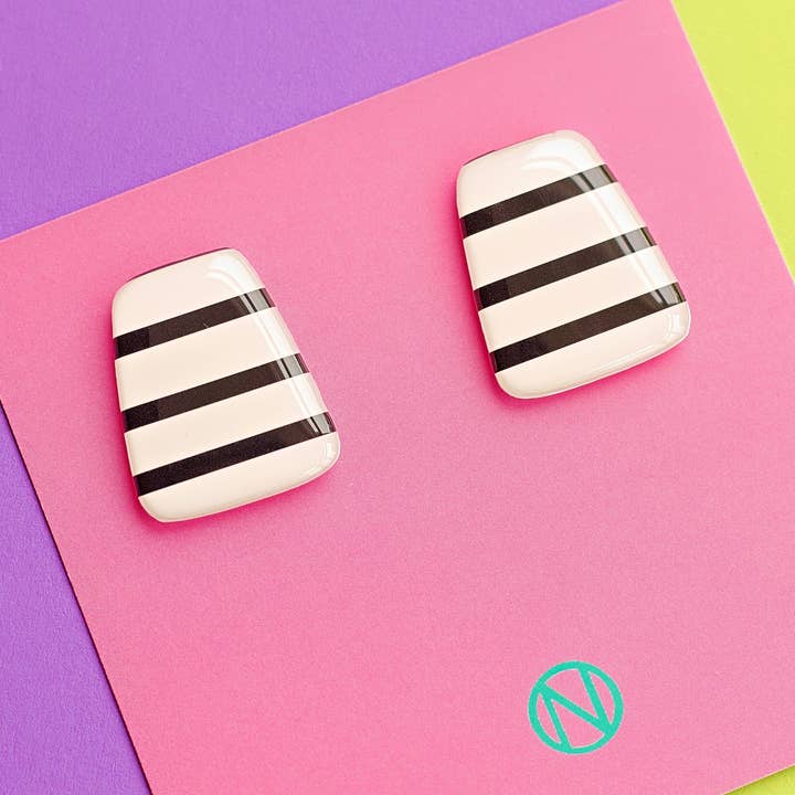 Stripes Statement Stud Earrings - Handmade to Order for wholesale by Naoi
