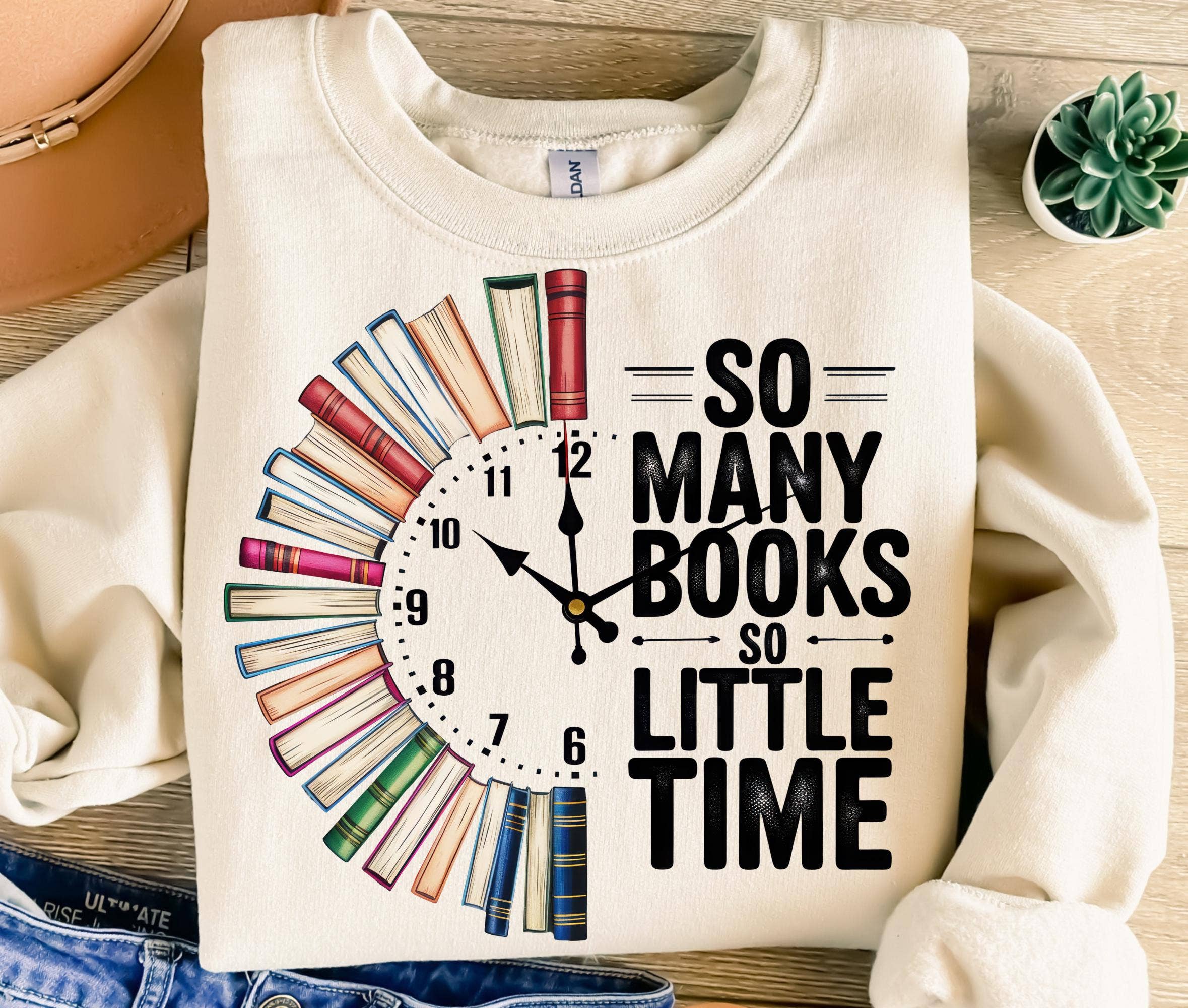 TheKingShirt - Wholesale Graphic Sweatshirt - Women's - So Many Books So Little Time Retro T-Shirt Design