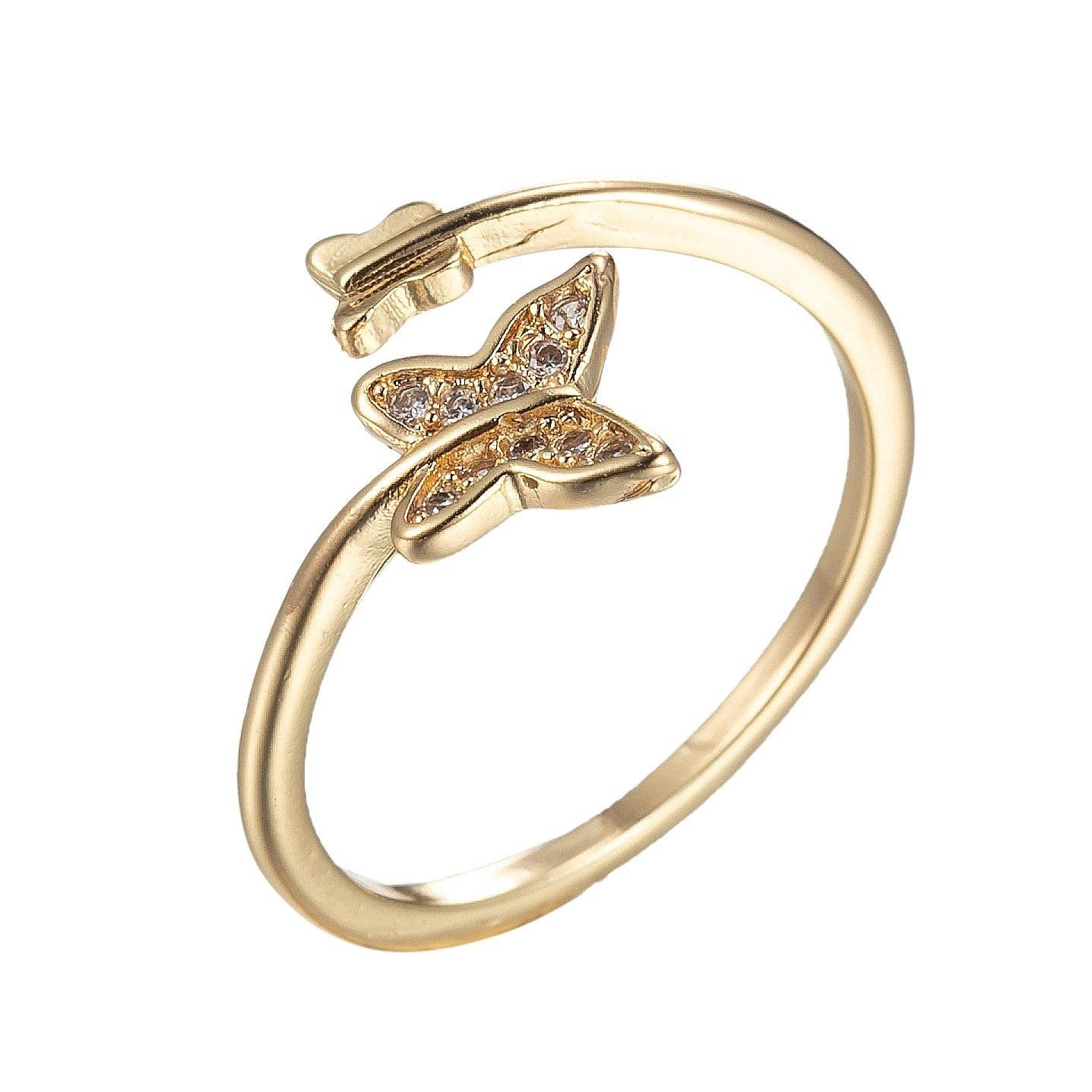Aim Eternal - Vente Bague avec plusieurs pierres - Bague papillon en or Bague ouverte ajustable O978