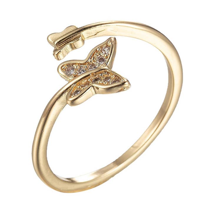 Aim Eternal - Vente Bague avec plusieurs pierres - Bague papillon en or Bague ouverte ajustable O9780