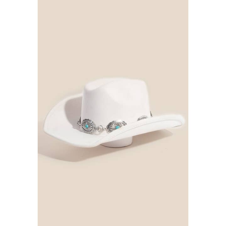 Turquoise Stud Concho Belt Western Cowboy Hat for wholesale by Anarchy Street