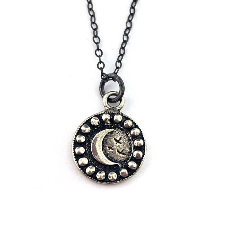 DAUGHTER MOON Charm Necklace - Gold, Silver or Bronze for wholesale by Compass Rose Design
