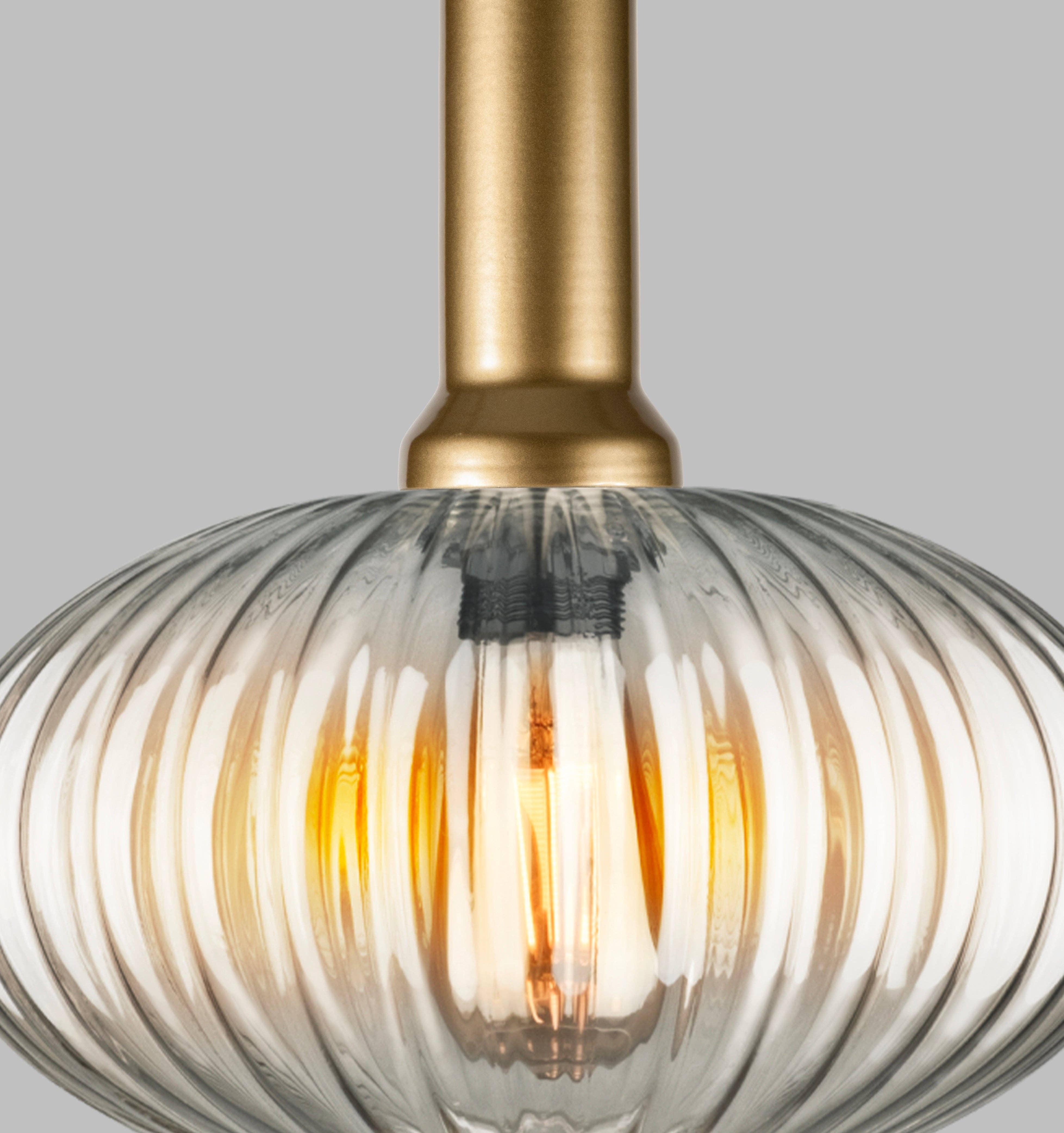 Eclipse Lighting - Wholesale Chandelier/Hanging Light - Smoke Gray Modern Glass Pendant Light, Custom Ribbed Glass Pendant Lighting, Multi Lighting for Stairwell Long Chandelier, Elegant Light8