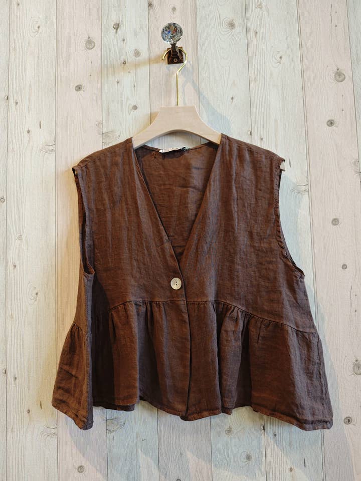 Linen & More - Wholesale Blouse - Women's - REF 12182 SLEEVELESS BLOUSE 100% LINEN1