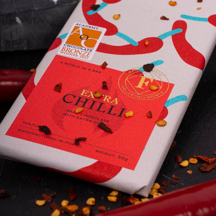 Vinte Vinte Chocolate - Wholesale Chocolate - FUSION DARK CHOCOLATE 70% CHILI XTRA HOT 50G1
