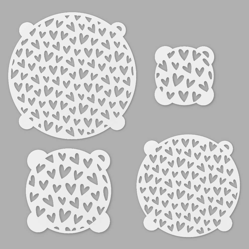 TALISMAN DESIGNS - Vendita all'ingrosso Strumento per decorazione - Set di stencil per dolci - Cuori (set da 4)3