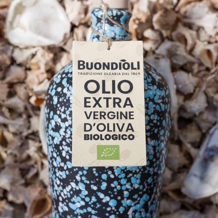 Azure Bocal artisanal en céramique bleue avec huile d'olive extra vierge bio 500 ml en vente sur Faire1