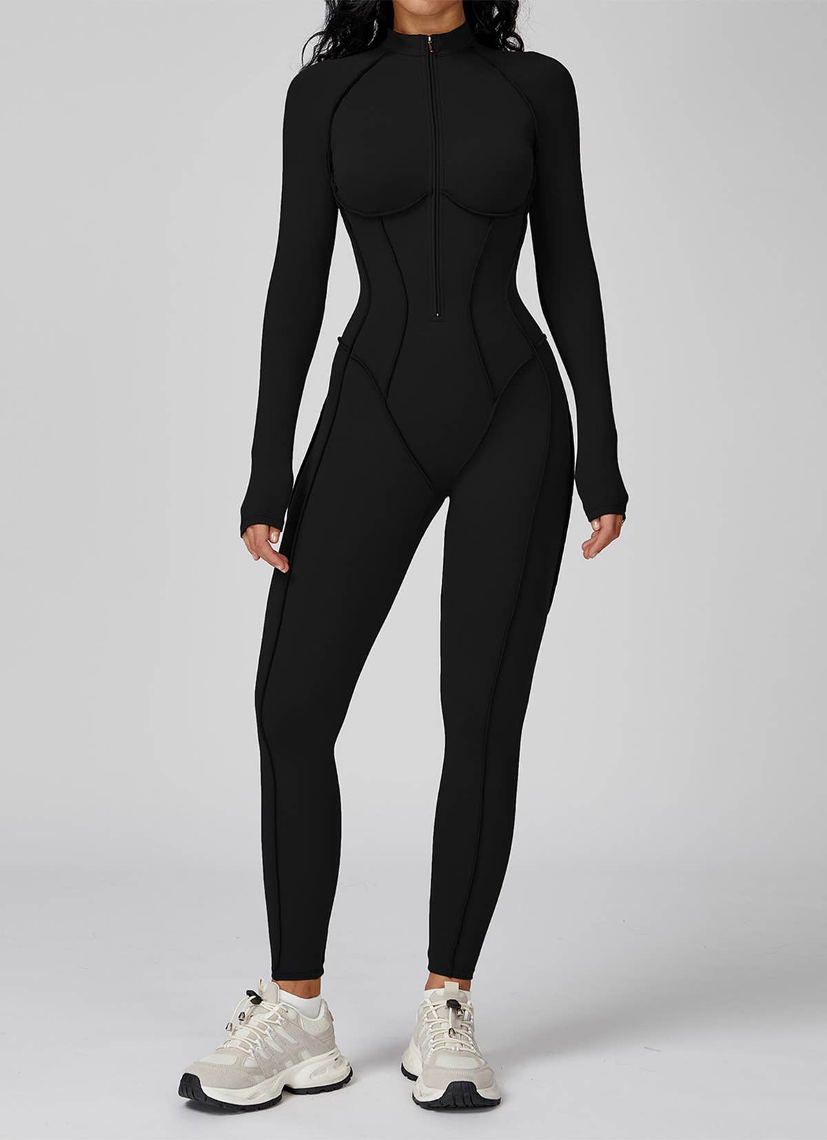 Crave by FW - Wholesale Unitard - Women's - Long Sleeve Zip Front Sport Jumpsuits One Yoga Rompers8