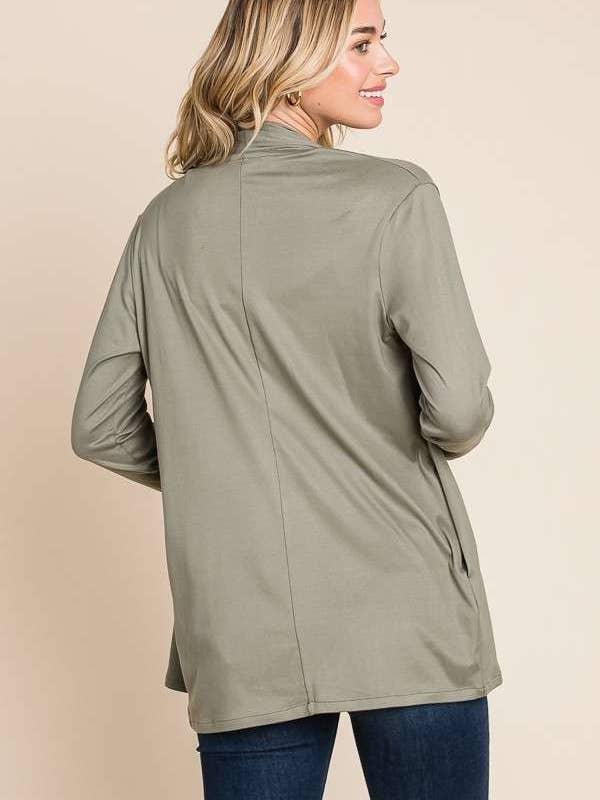 Culture Code - Vendita all'ingrosso Cardigan - Donna - CRT1167LA - CARDIGAN CON DRAPPO DAVANTI A MANICHE LUNGHE9