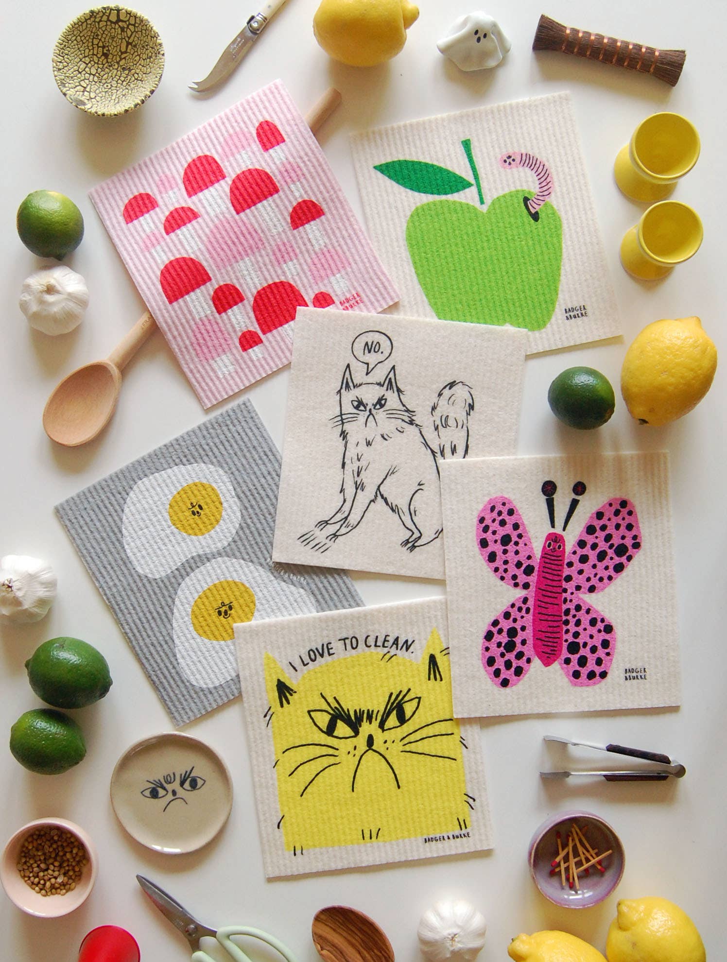 Badger & Burke - Wholesale Dishcloth - "I Love to Clean" Sponge Cloth / Reusable Paper Towel2