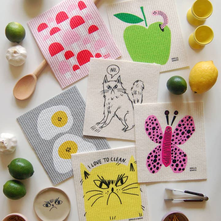 Badger & Burke - Wholesale Dishcloth - "I Love to Clean" Sponge Cloth / Reusable Paper Towel2