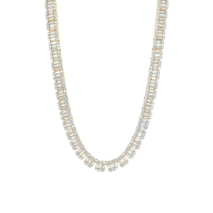 square cz statement tennis necklace for wholesale by Marlyn Schiff