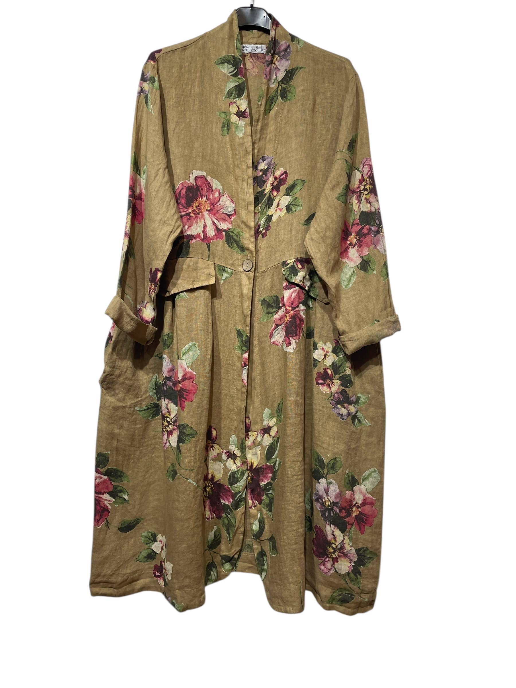 LINEN & COTTON HOUSE - Wholesale Jacket - Women's - JACKET 1142 FLOWERS LINEN MATERIAL WITH POCKETS1