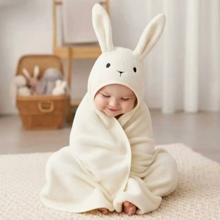 Joy Gift London - Wholesale Hooded Towel - Kids & Baby - 100% Cotton Bunny Baby Hooded Towel & Swaddle Blanket
