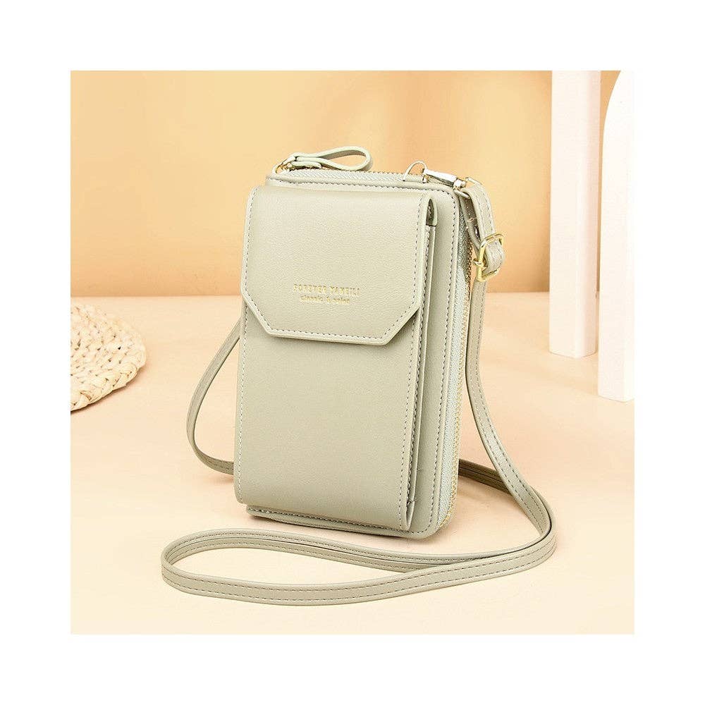 ShieldChic - Vente Sac à bandoulière – femme - Sac à bandoulière multifonctionnel en similicuir uni pour téléphone portable et portefeuille.11