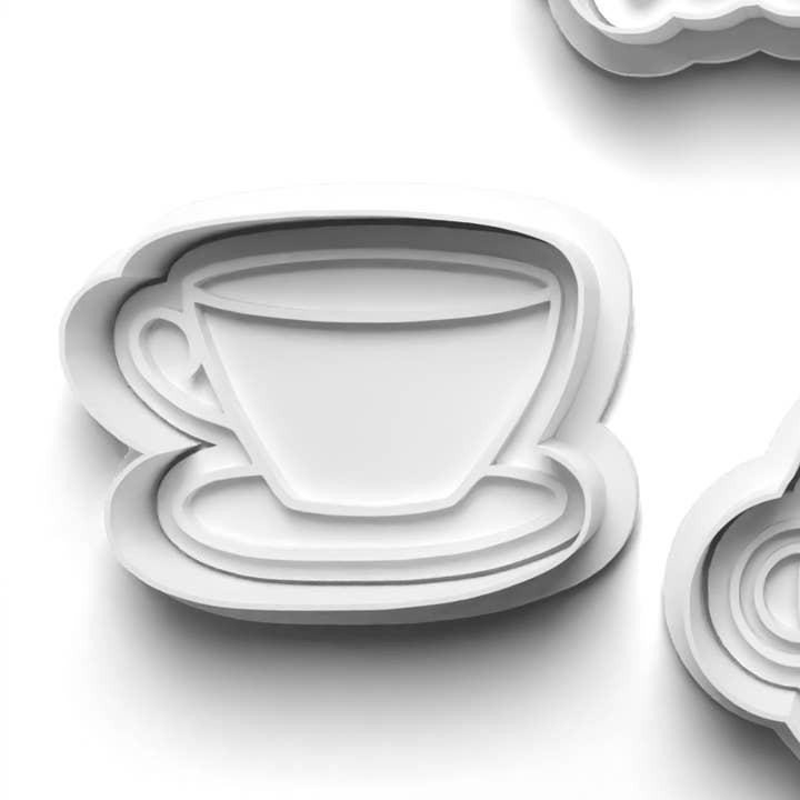 Forever Springtime - Wholesale Biscuit cutter - Tea Party TEA CUP Cookie Cutter and Embosser Stamp for Fondant / Polymer Clay / Clay / Plasticine